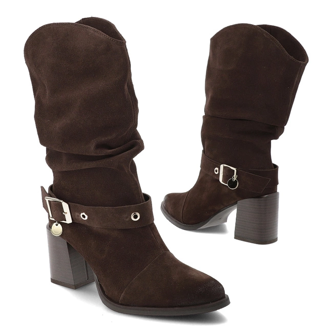 Kovbojky KARINO - 5875/015-L Mocca/Welur