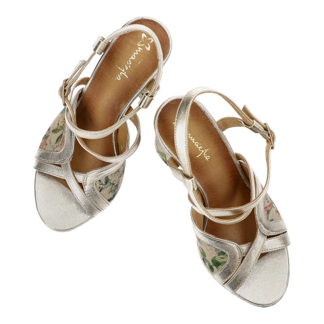 Sandále Maciejka - 06084-25/00-1 Złoty+Kwiaty