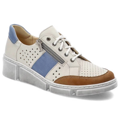 Poltopánky Wasak - 0676 Biały+Jeans+Brąz