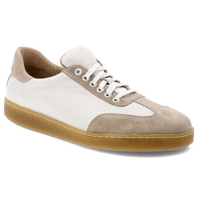 Poltopánky Barefoot WASAK - 0248 Biały Groszek+Welur Beż