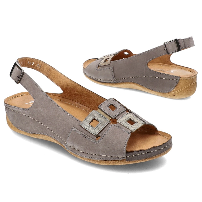 Sandále Pollonus - 5-1162-030 Jasny Szary+Samuel Grid