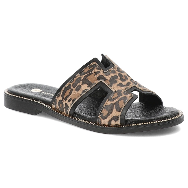 Šľapky ARMODO - 40383 Bf. Czarny+Lampart Beż