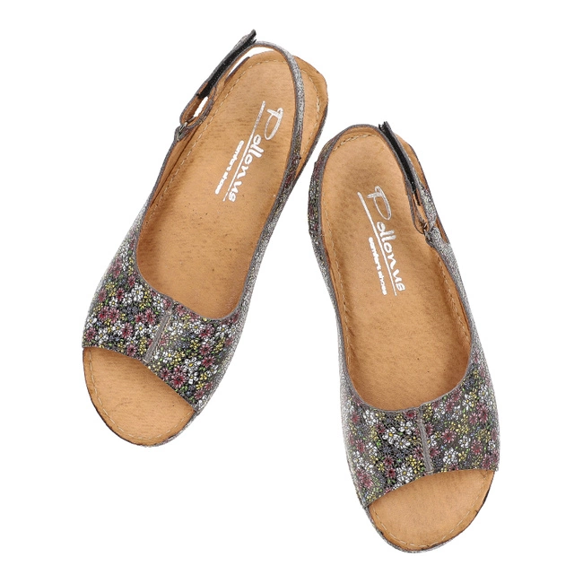 Sandále Pollonus - 5-0920-076 Nubuk Szary 1 Kwiaty