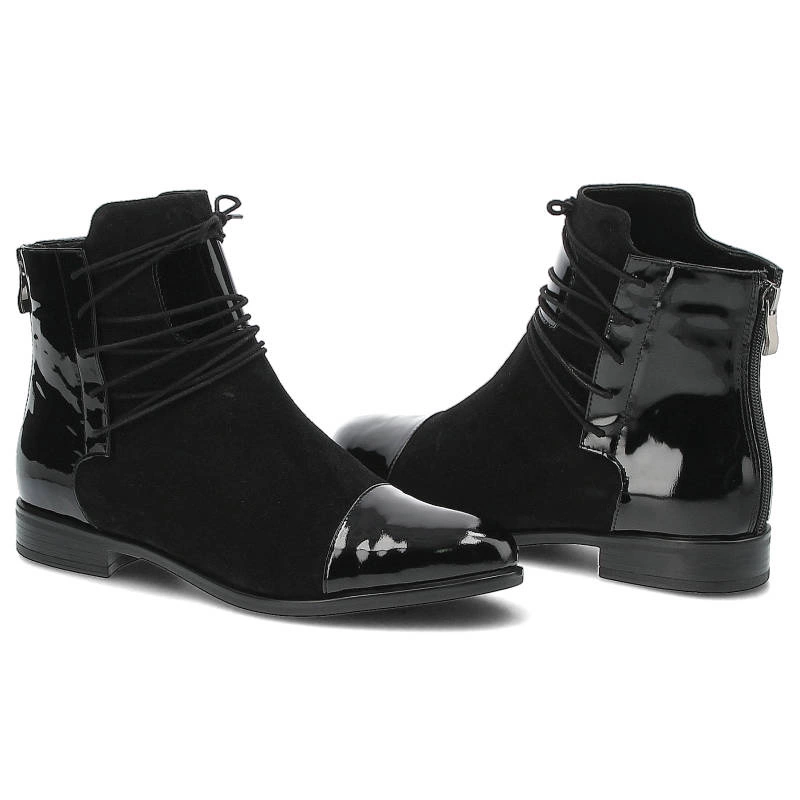 Členkové Topánky Damiss - DS-288 Czarny Welur/Czarny Lak