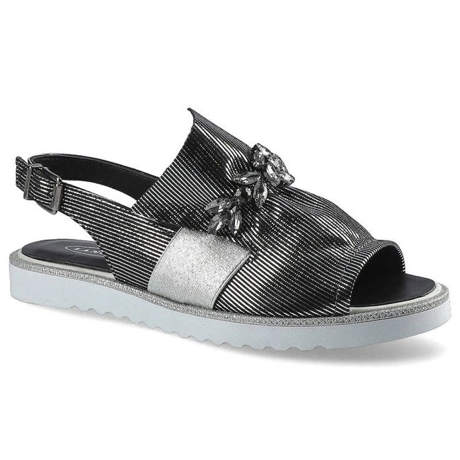 Sandále Lanqier - 46C0819 Czarny/Srebrny 400