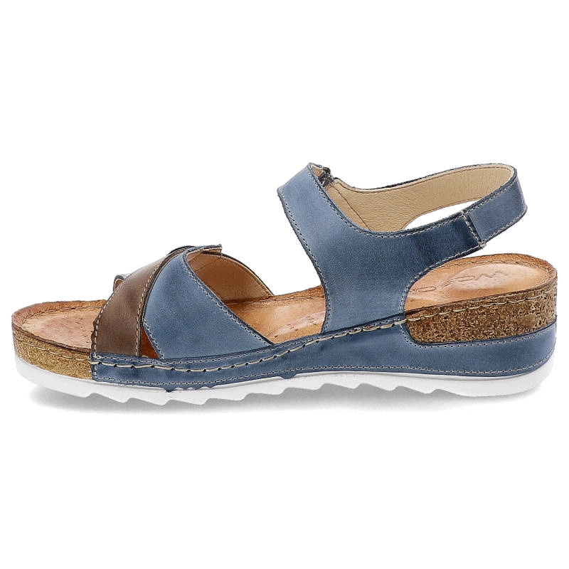 Sandále Wasak - 0620 Jeans+Cappuccino