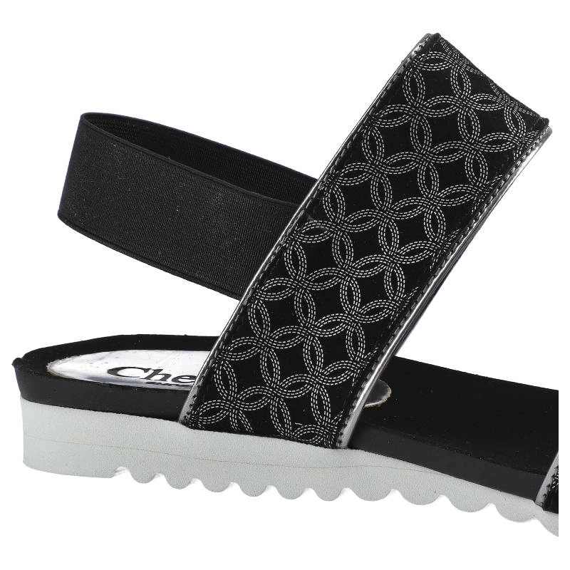 Sandále Chebello - B509 Czarne Kółka Ibis/Srebro