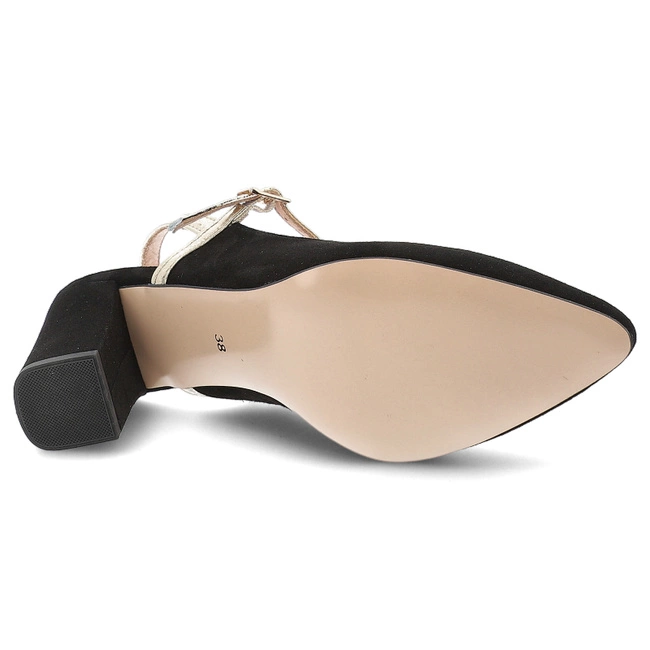 Lodičky ARMODO - 867/2/A Czarny Zamsz/Złoty