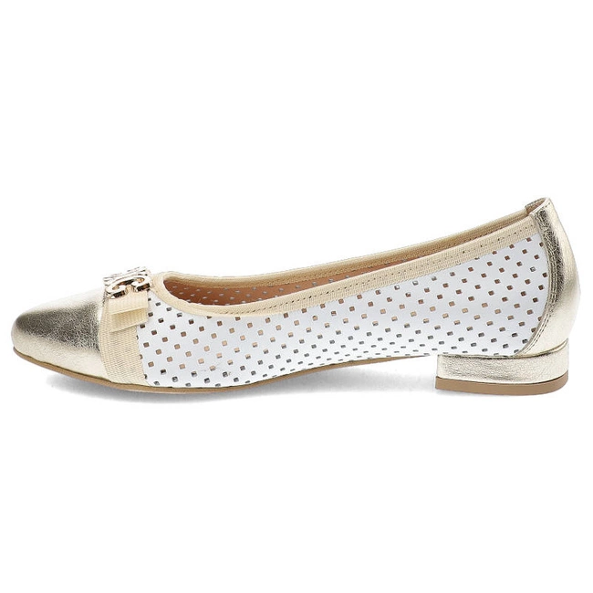 Baleríny Damiss - DS-685 Biały/Złoty