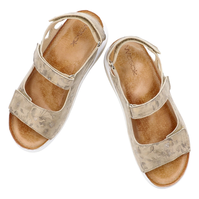 Sandále WASAK - 0765 Beżowy Kwiaty