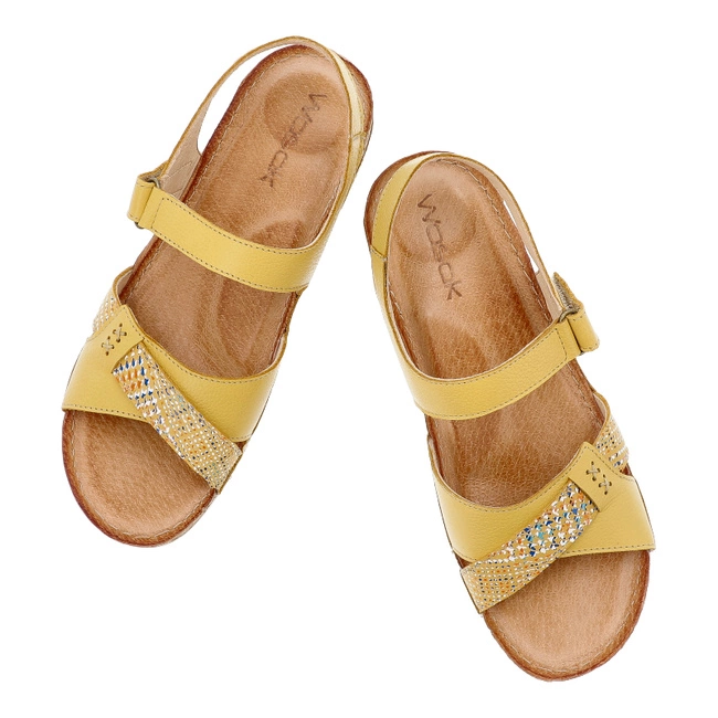 Sandále WASAK - 0620 Żółty Groszek+Kratka