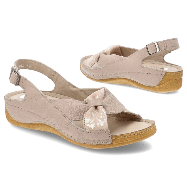 Sandále ARMODO - 5-0686-066 Beige 66+Pigi Złote Kwiaty