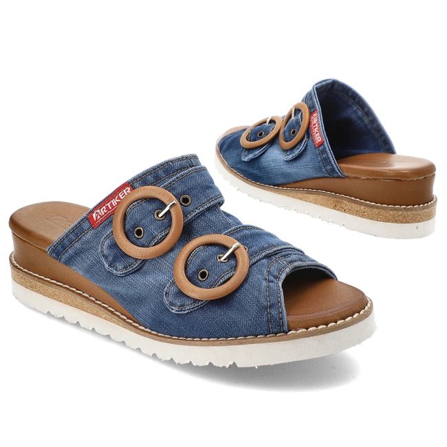 Šľapky Artiker - 54C0201 Niebiesko-Brązowy