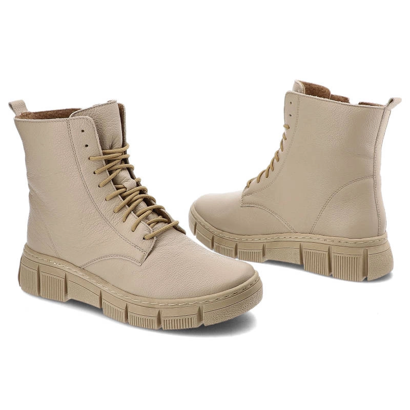 Šnúrovacie Členkové Topánky Wasak - 0660 Ecru Groszek