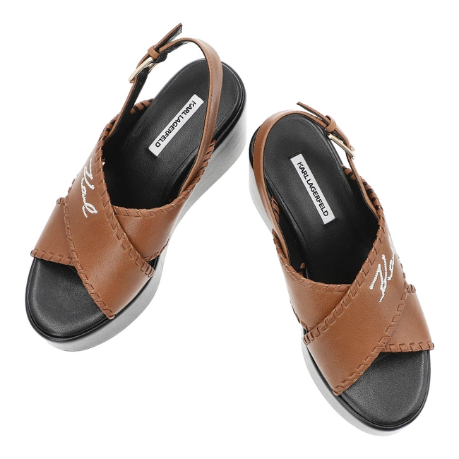 Sandále KARL LAGERFELD - KL33372 020 Tan Lthr W/Black