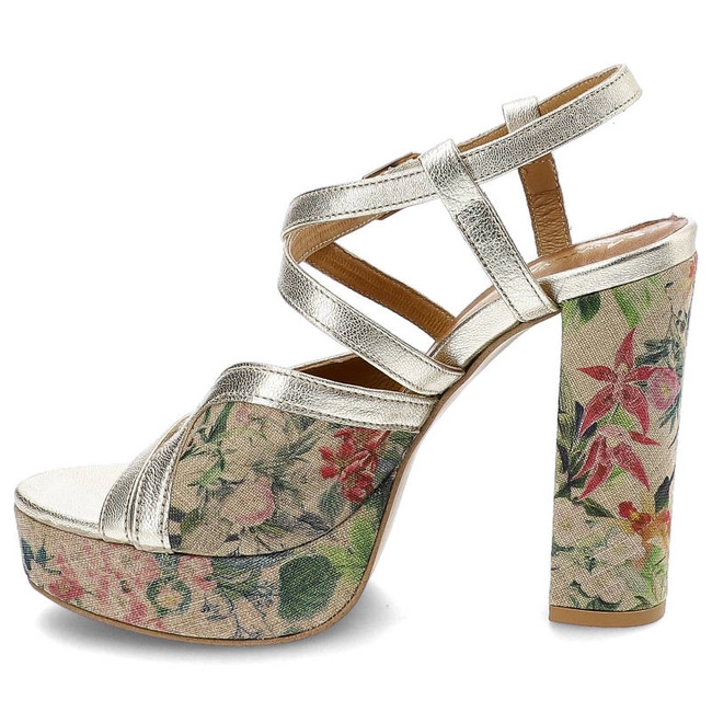 Sandále Maciejka - 06084-25/00-1 Złoty+Kwiaty