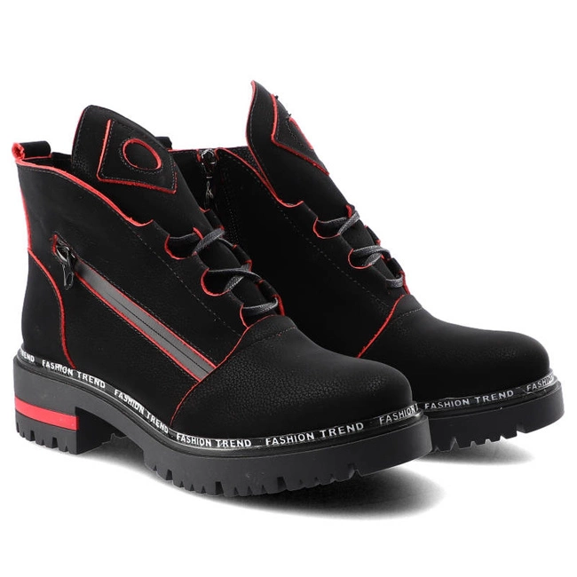 Členkové Topánky Lemar - 60272 Czarny/Floter Czerwony