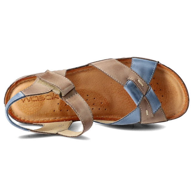 Sandále Wasak - 0473 Cappuccino+Jeans