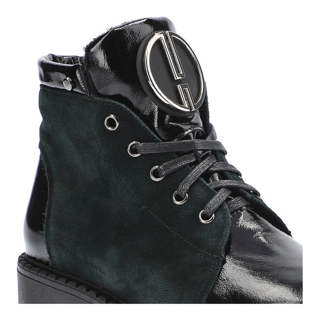 Členkové Topánky Pollonus - 5-1329-002 Czarny Naplak/Zielony Welur