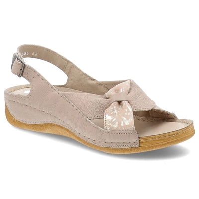 Sandále ARMODO - 5-0686-066 Beige 66+Pigi Złote Kwiaty