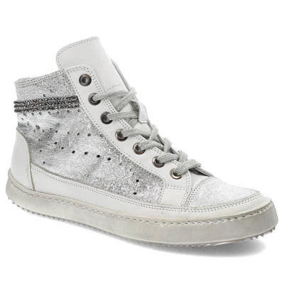 Tenisky Carinii - B3334_-967-G01-000-A48 Nappa Biała/Rasputin Argento