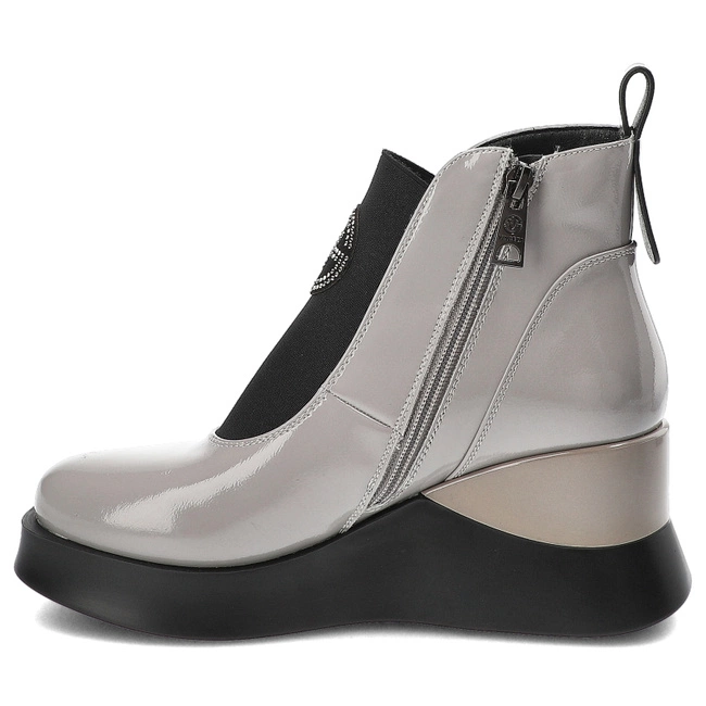 Členkové Topánky Vinceza - 66703 Szary Lakier Skóra