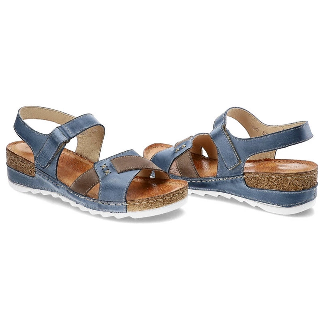 Sandále Wasak - 0620 Jeans+Cappuccino