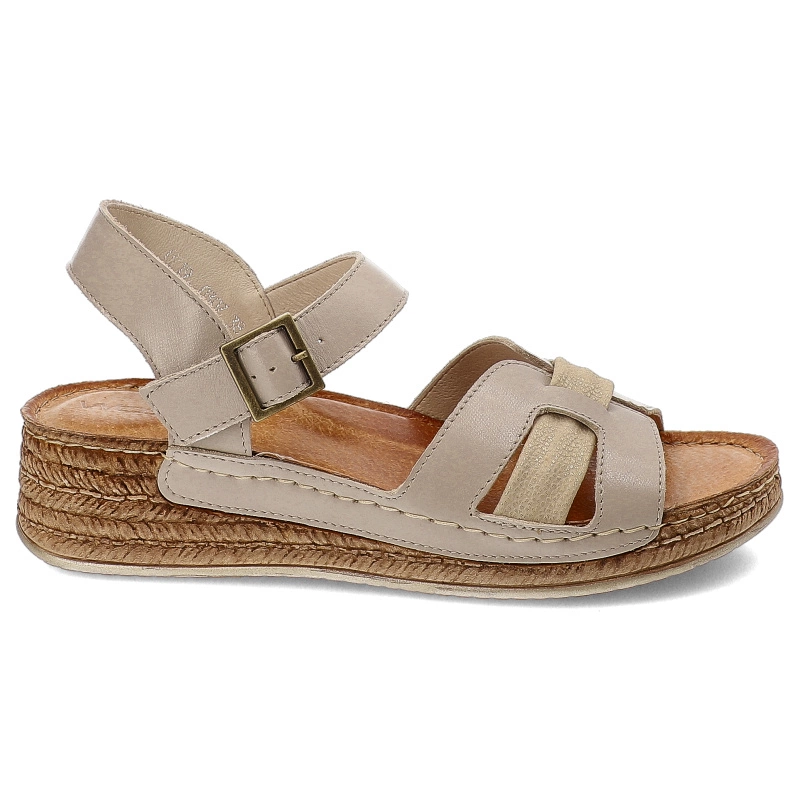 Sandále Wasak - 0719 Beż+Złoty