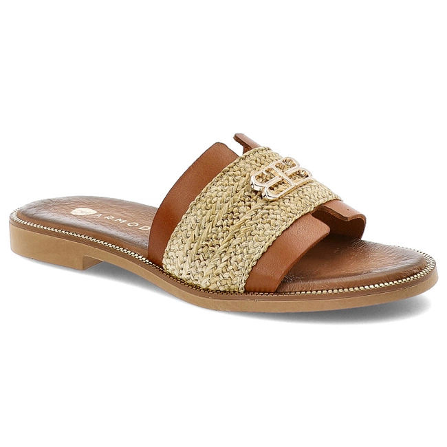 Šľapky ARMODO - 40426 Bf.Brąz+Plec.Słomka+Zł