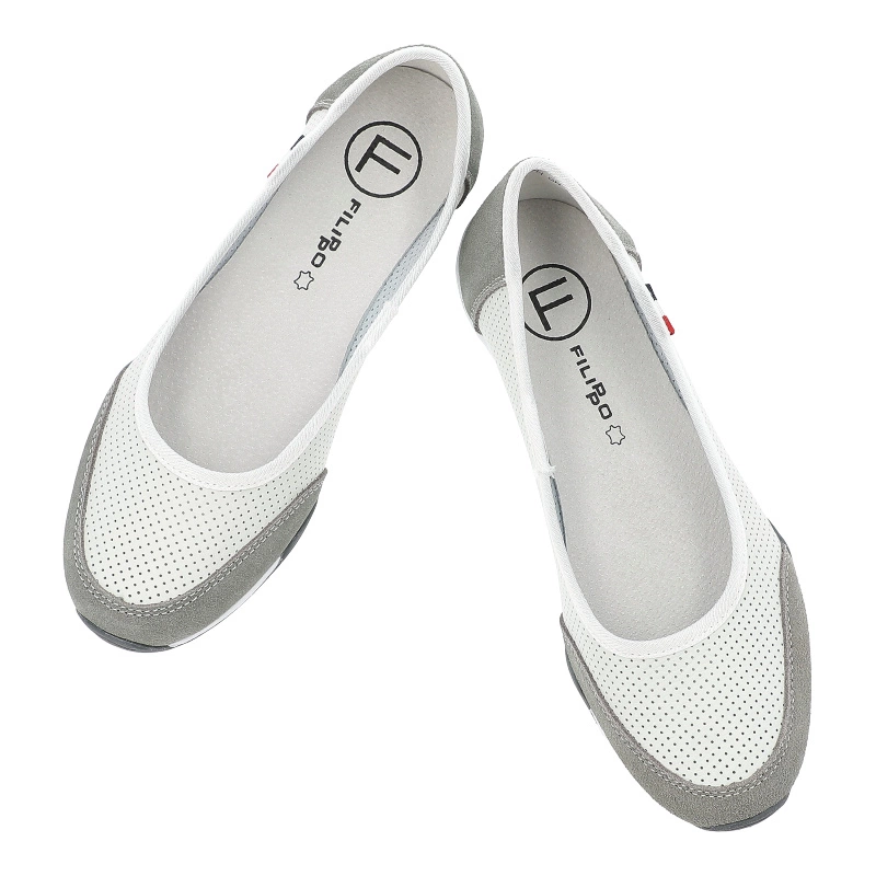 Baleríny FILIPPO - DP142/25 WH GR Biały/Szary