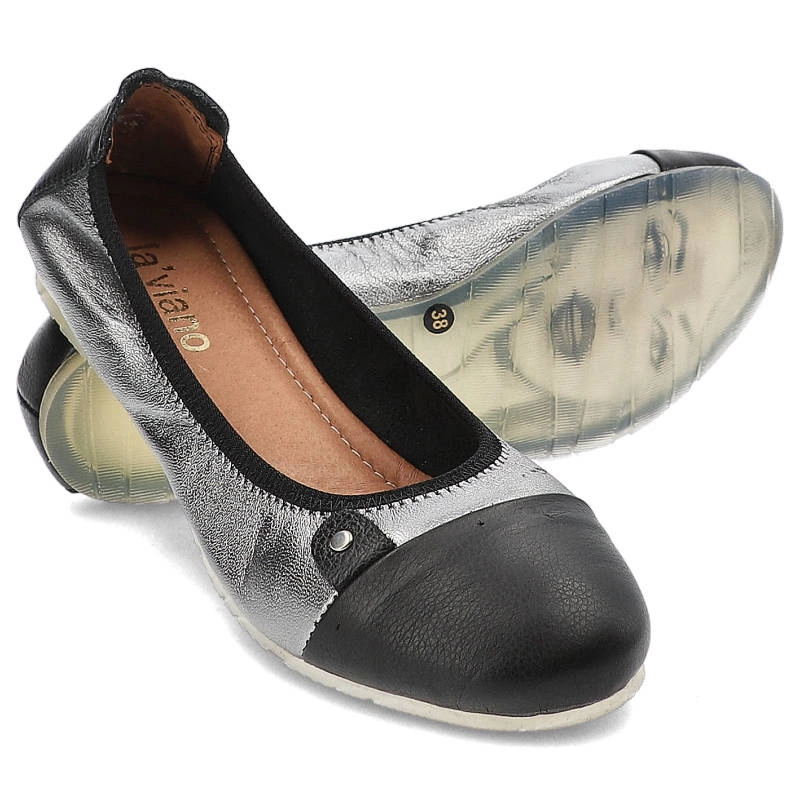 Baleríny La’viano - 290 PALONE SREBRO / CZARNY