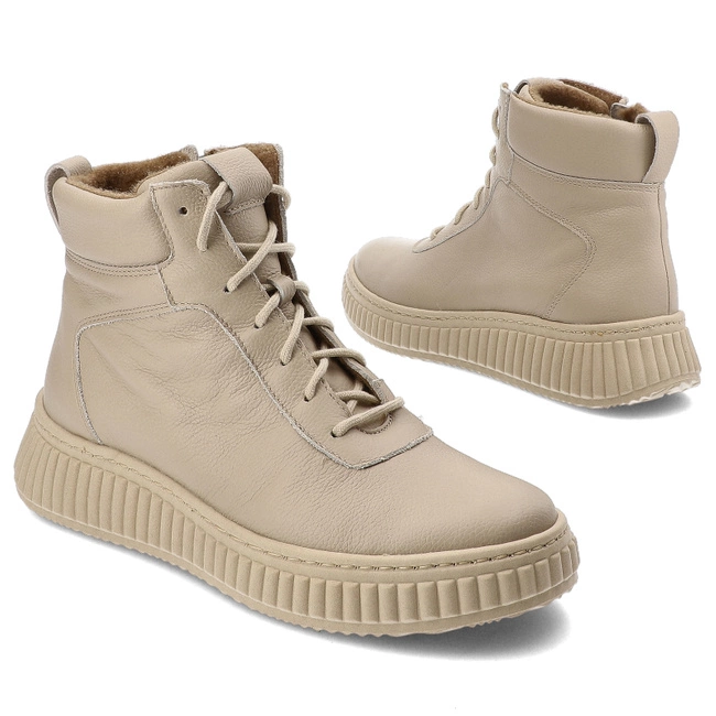Šnúrovacie Členkové Topánky Wasak - 0725 Ecru Groszek