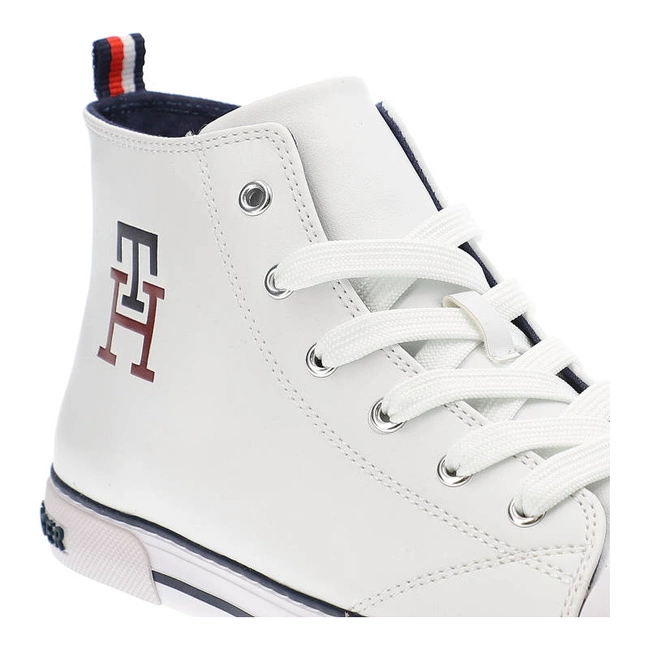 Plátenky Tommy Hilfiger - T3X9-32452-1355100-High Top Lace-Up Sneaker White 100