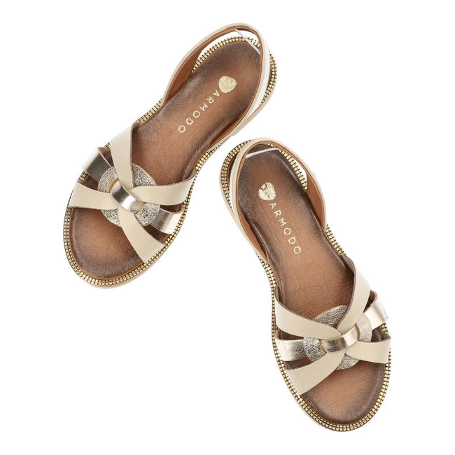 Sandále Armodo - 40382 Bf.Beż+Polla Zł.+Bf.Złoto