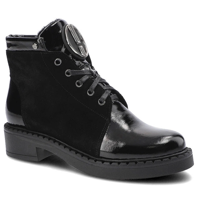 Členkové Topánky Pollonus - 5-1329-003 Czarny Naplak/Czarny Welur