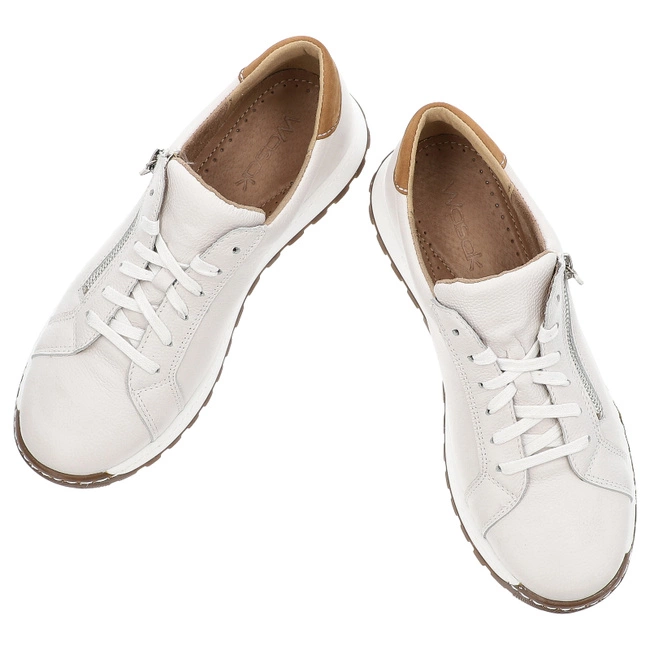 Tenisky WASAK - 0749 Biały Groszek/Brąz Nubuk