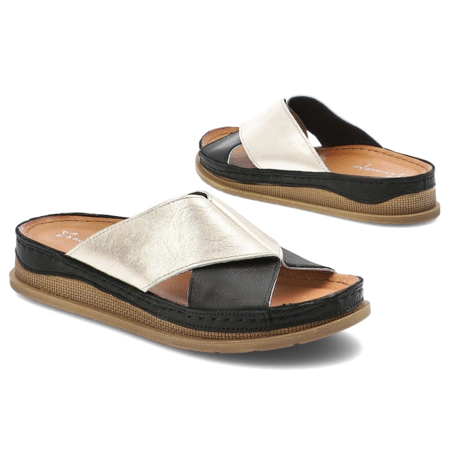 Šľapky MACIEJKA - L4986-25/00-0 Czarny+Złoty