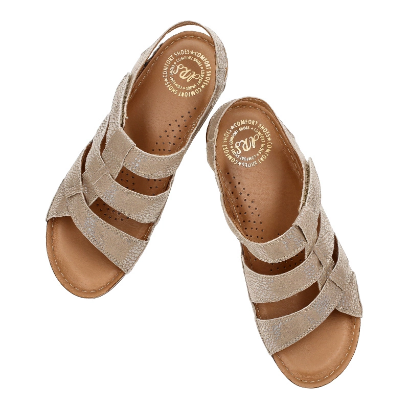 Sandále Armodo - 853 Beż Błyszczący B23