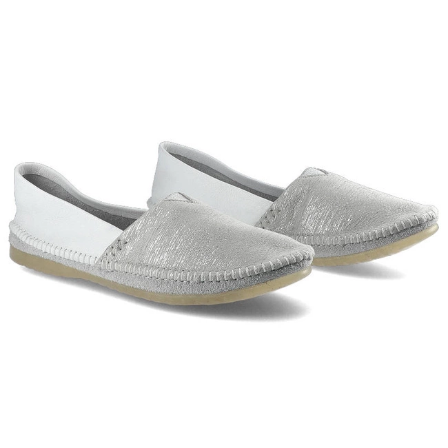 Baleríny Maciejka - 01930-05/00-0 Biały Srebrne Paski