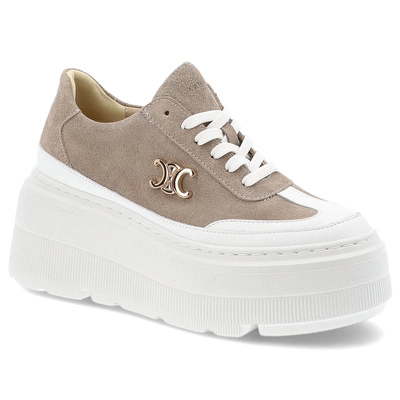 Tenisky ARMODO - N1233 Beż Welur/Biały 444/528