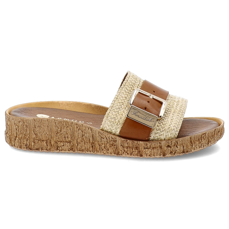 Šľapky ARMODO - 40444 Plecionka Słomka/Bf.Brąz