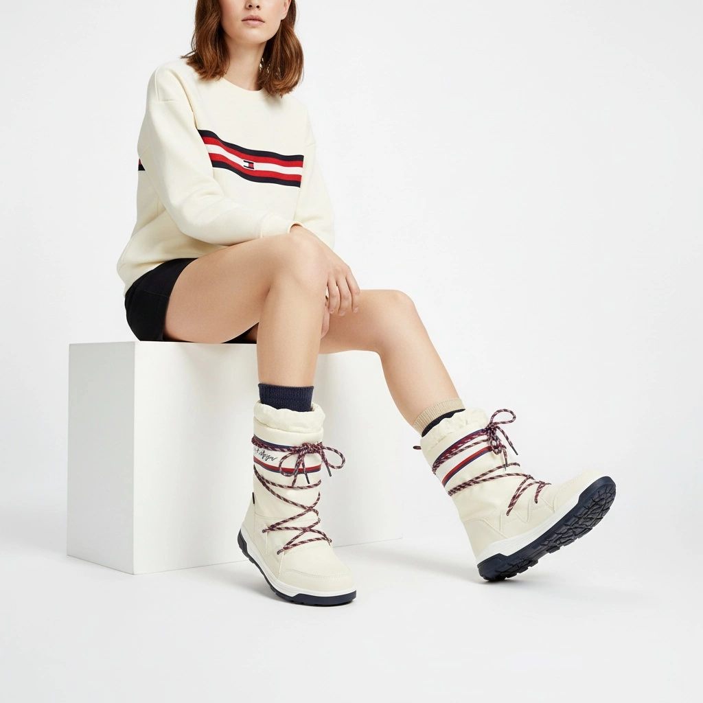 Snehule Tommy Hilfiger - T3A6-32436-1485100-Snow Boot White 100