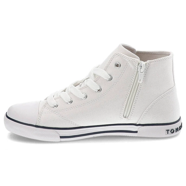 Plátenky Tommy Hilfiger - T3X4-32209-0890100-High Top Lace-Up Sneaker White 100