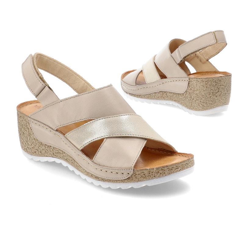 Sandále WASAK - 0493 Beż+Złoto Prada