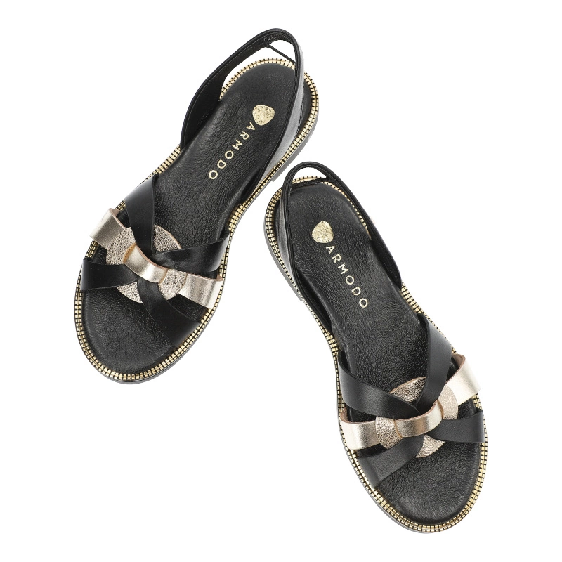Sandále Armodo - 40382 Bf.Czarny+Polla Zł.+Bf.Złoto