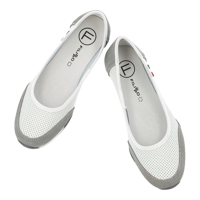 Baleríny FILIPPO - DP142/25 WH GR Biały/Szary