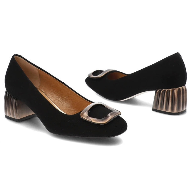 Lodičky Espirito - C1198/1 Czarny Zamsz/Ozdoba