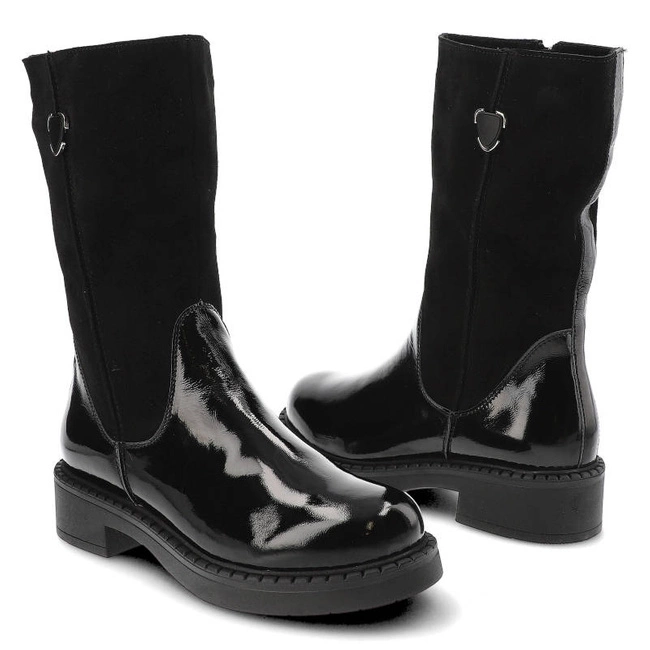 Členkové Topánky Pollonus - 5-1430-001 Czarny Naplak + Welur