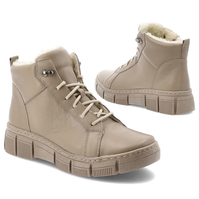 Šnúrovacie Členkové Topánky WASAK - 0699 Latte Groszek/Wełna