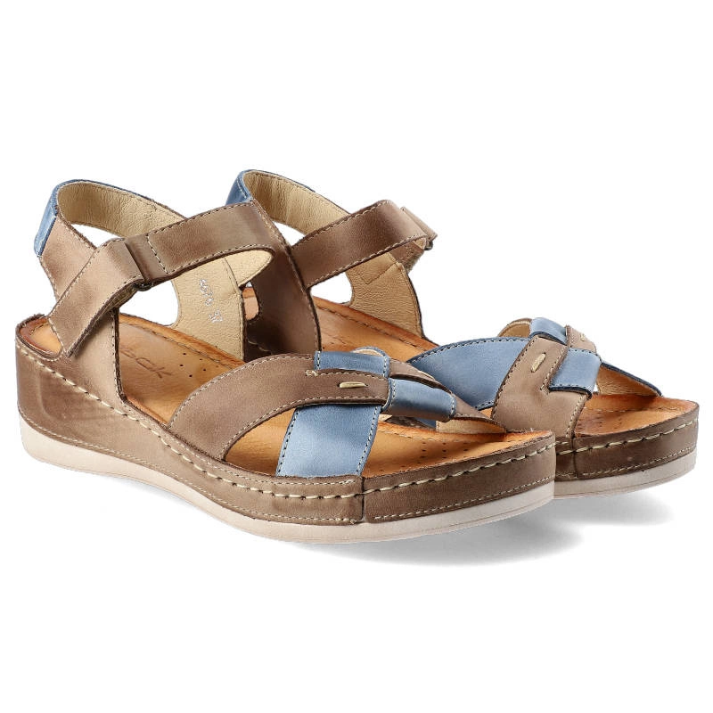 Sandále Wasak - 0473 Cappuccino+Jeans